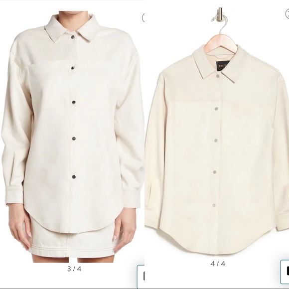 Nordstrom Jackets & Blazers - NWT TRUTH BY REPUBLIC Faux Suede Shacket Coat In Pearl. -F8.